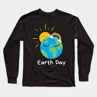 Happy Earth Day Shirt Cute Earth With Floral Earth Day 2024 T-Shirt Long Sleeve T-Shirt